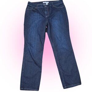 CHICO'S SLIM FIT PLATINUM DENIM EUC SIZE 2 L 12 SHORT